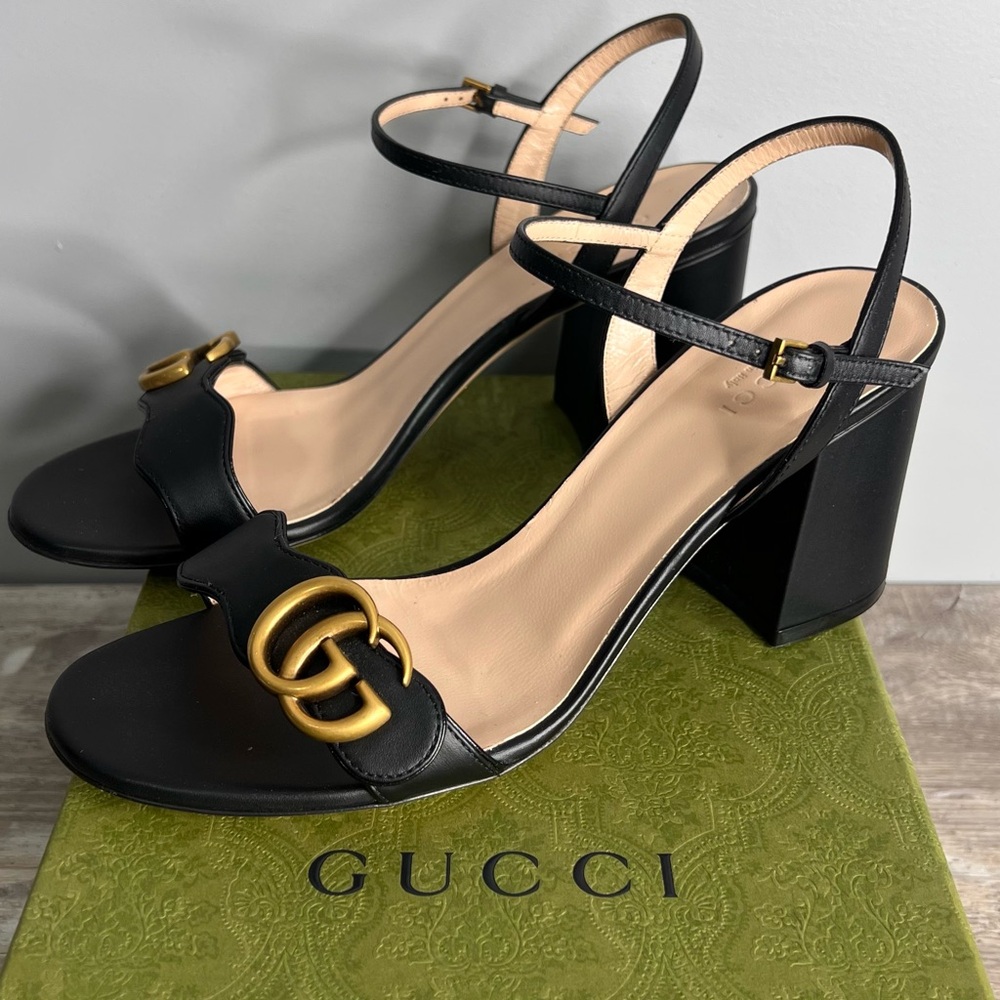 Gucci AUTHENTIC Marmont High Block Heel Sandal - Picture 6 of 17
